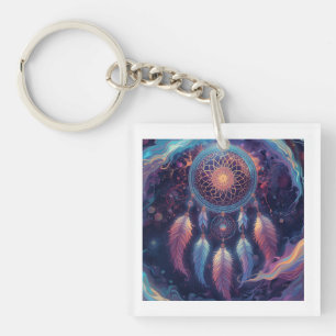 psychedelic dreamcatcher design  key ring