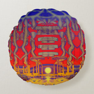Psychedelic Dreamland Round Cushion