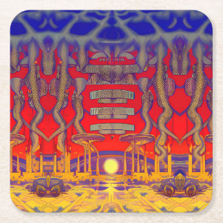 Psychedelic Dreamland Square Paper Coaster