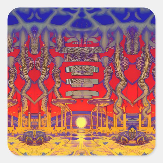 Psychedelic Dreamland Square Sticker (Front)