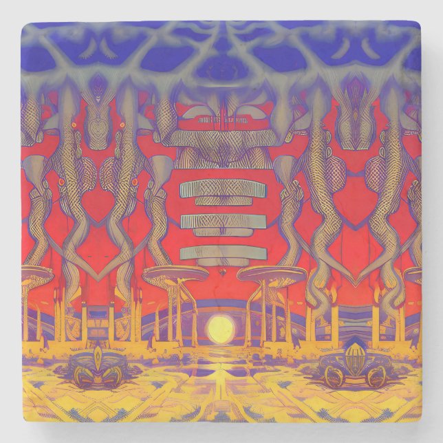 Psychedelic Dreamland Stone Coaster (Front)