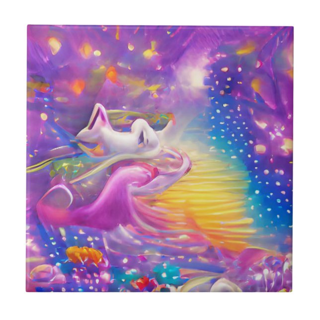 Psychedelic dreams colourful madness abstract art tile (Front)
