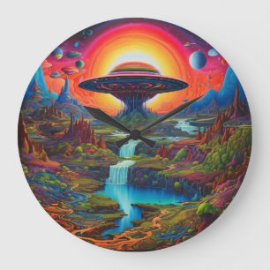 Psychedelic Dreamscape Alien Large Clock