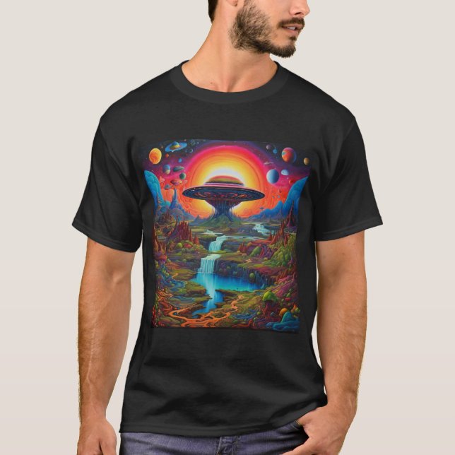 Psychedelic Dreamscape Alien T-Shirt (Front)