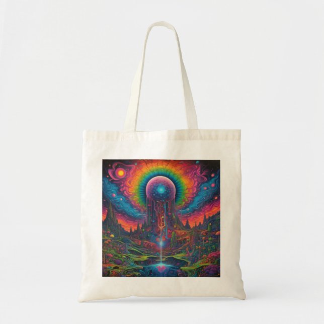 Psychedelic Dreamscape Tote Bag (Front)