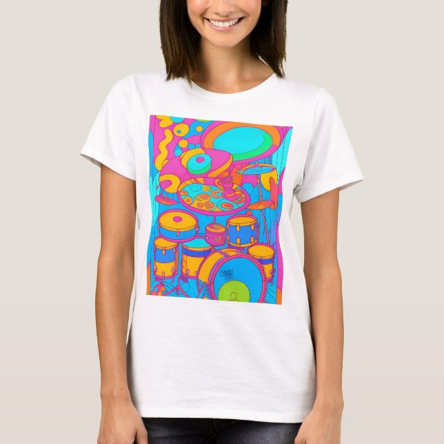 Psychedelic 'drumkit' design. T-Shirt (Front)