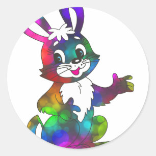 psychedelic easter bunny classic round sticker