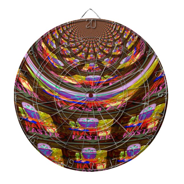Psychedelic Easter Kaleidoscope Art Print Dartboard (Front)
