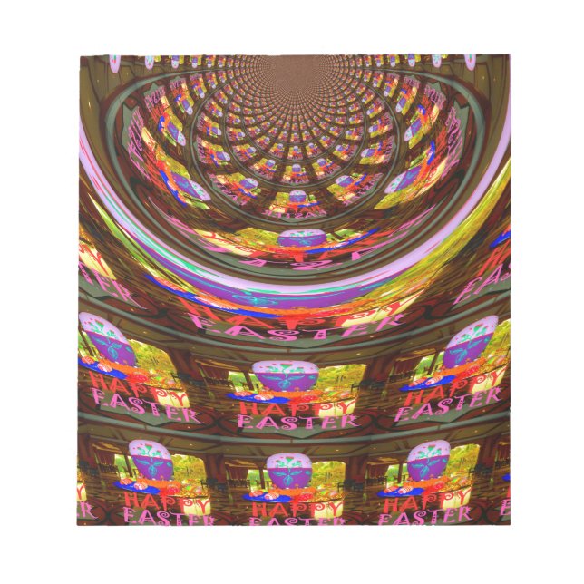 Psychedelic Easter Kaleidoscope Art Print Notepad (Front)