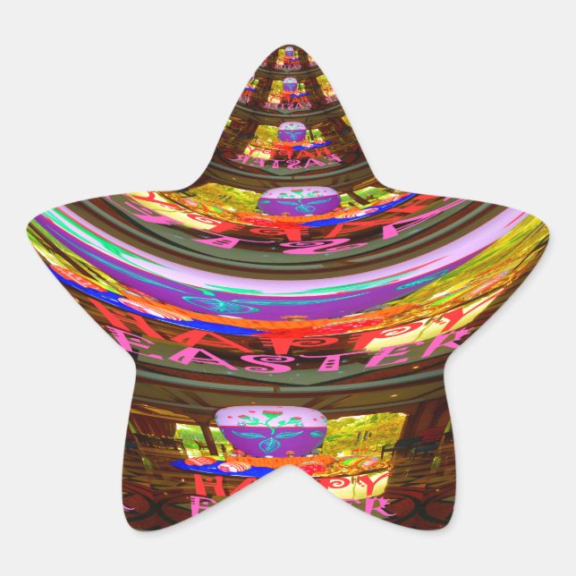 Psychedelic Easter Kaleidoscope Art Print Star Sticker (Front)