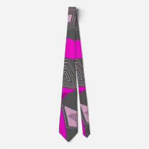 Psychedelic Egyptian Collage: Fuchsia Red Grey Tie