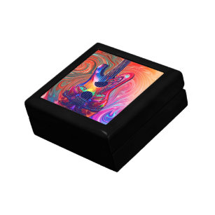 Psychedelic Electric Acoustic Semi Guitars Art    Gift Box