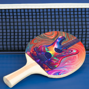 Psychedelic Electric Acoustic Semi Guitars Art Ping Pong Paddle