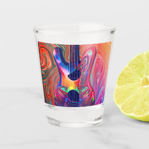 Psychedelic Electric Acoustic Semi Guitars Art     Shot Glass