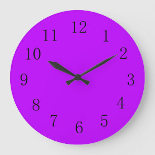 Psychedelic Electric Purple Solid Colour Large Clock