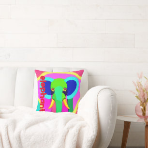 Psychedelic Elephant on Nursery Cushion