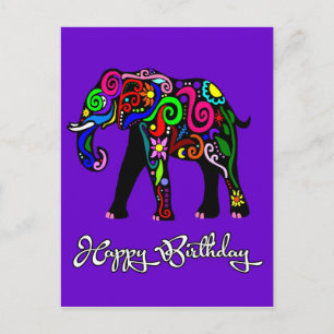 Psychedelic Elephant Postcard