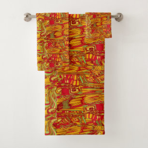 Psychedelic ethnic feathers bath towel set