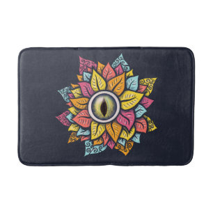 Psychedelic Eye Flower - Colourful Trippy Art Bath Mat