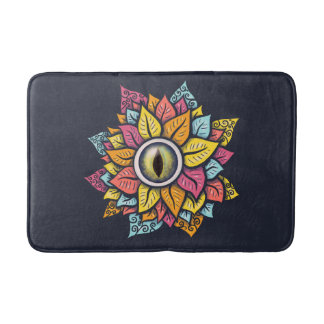 Psychedelic Eye Flower - Colourful Trippy Art Bath Mat