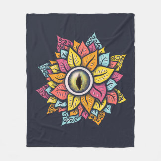 Psychedelic Eye Flower - Colourful Trippy Art Fleece Blanket