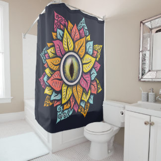 Psychedelic Eye Flower - Colourful Trippy Art Shower Curtain