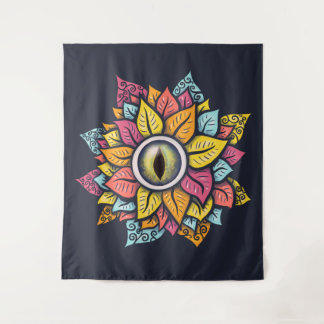 Psychedelic Eye Flower - Colourful Trippy Art Tapestry