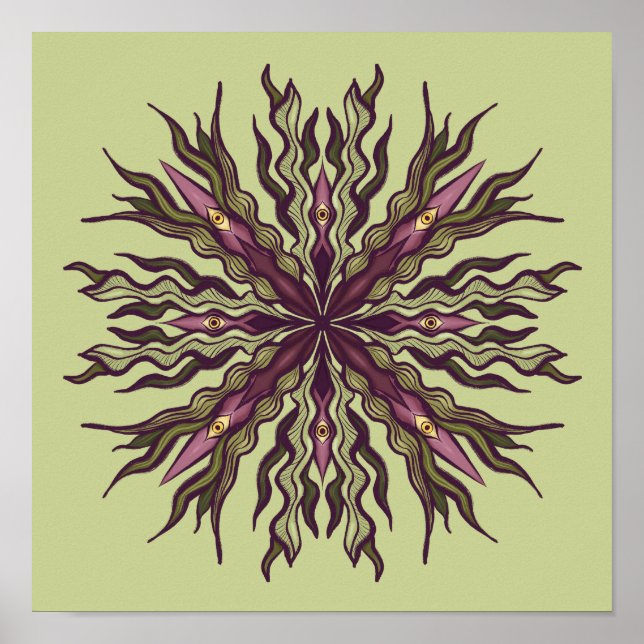 Psychedelic Eye Plant - Surreal Botanical Mandala Poster (Front)