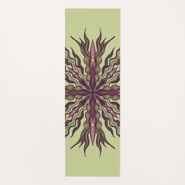 Psychedelic Eye Plant - Surreal Botanical Mandala Yoga Mat (Front)