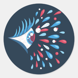 Psychedelic Eye Trippy Weird Classic Round Sticker
