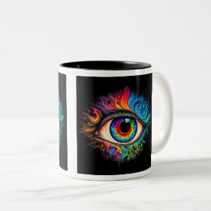 Psychedelic Eye Two-Tone Mug, 11 oz  Two-Tone Coffee Mug