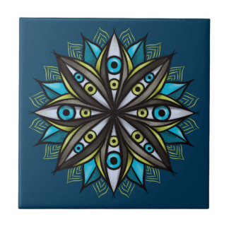 Psychedelic Eyes Double Iris Flower Mandala Horror Tile