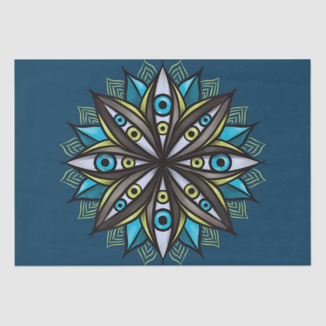 Psychedelic Eyes Double Iris Flower Mandala Horror Tissue Paper (Front)