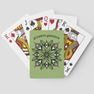 Psychedelic Eyes Mandala - Trippy Floral Name Playing Cards