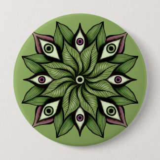 Psychedelic Eyes Mandala - Trippy Floral Pattern 10 Cm Round Badge