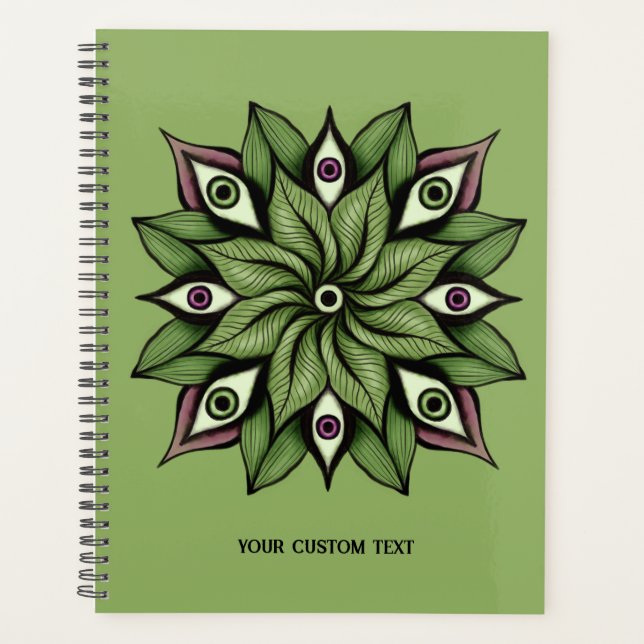 Psychedelic Eyes Mandala - Trippy Floral Pattern Planner (Front)