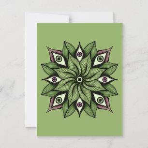 Psychedelic Eyes Mandala - Trippy Floral Pattern Postcard