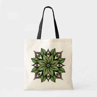 Psychedelic Eyes Mandala - Trippy Floral Pattern Tote Bag