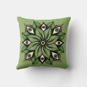 Psychedelic Eyes Mandala - Trippy Floral Two Sided Cushion
