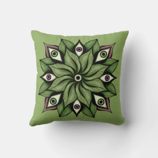 Psychedelic Eyes Mandala - Trippy Floral Two Sided Cushion