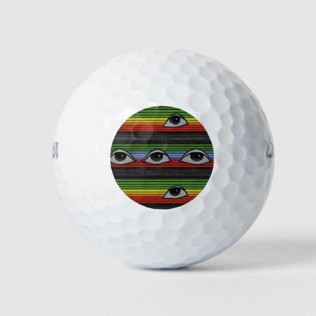 Psychedelic Eyes Pattern Golf Balls (Front)