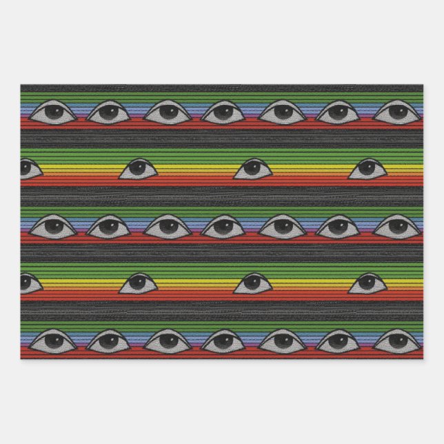 Psychedelic Eyes Pattern Wrapping Paper Sheet (Front)