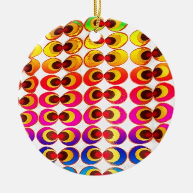 Psychedelic fabric ceramic tree decoration (Front)