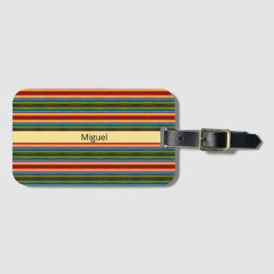 Psychedelic fabric Mexican pattern, customisable Luggage Tag