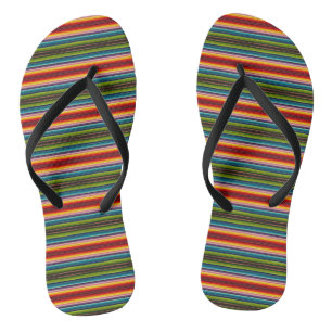 Psychedelic fabric Mexican pattern Flip Flops