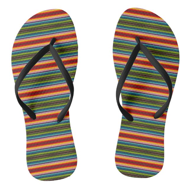 Psychedelic fabric Mexican pattern Flip Flops (Footbed)
