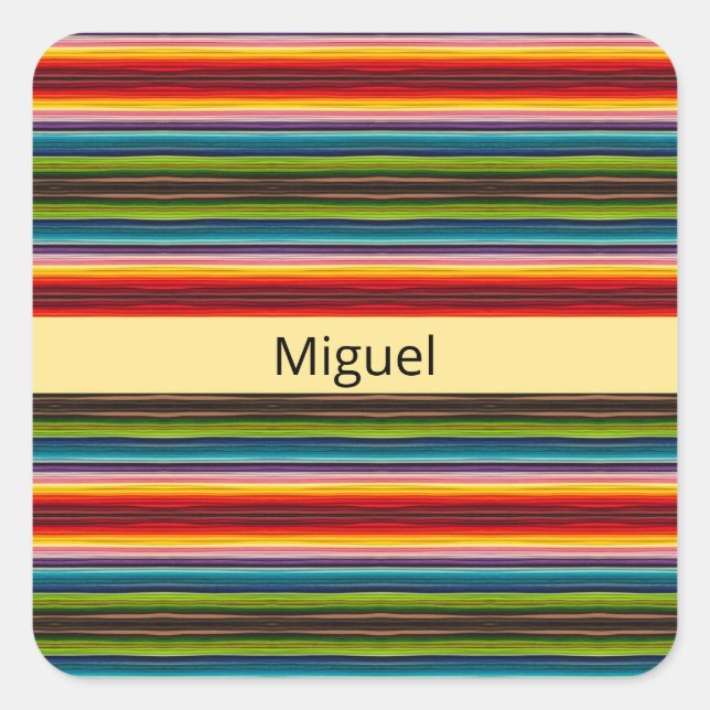 Psychedelic fabric Mexican pattern Square Sticker (Front)