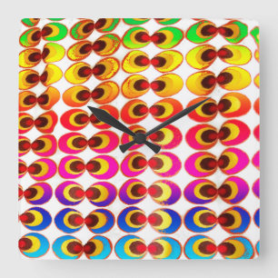 Psychedelic fabric square wall clock