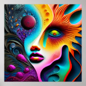 Psychedelic  Face Abstract  Art     Poster (Front)