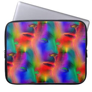Psychedelic Face seamless pattern + your ideas Laptop Sleeve